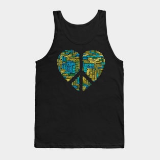 Peace Sign and Love Heart Shape Design Tank Top